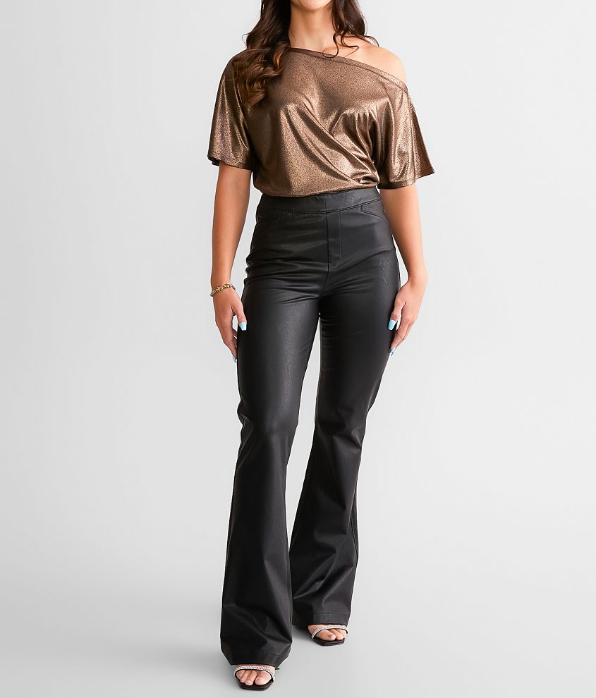 Pull On Flare Pleather Stretch Pant