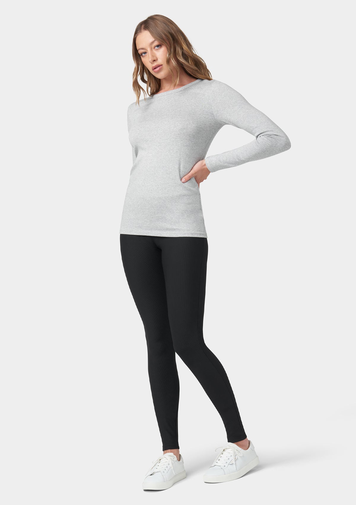 Women's Tall Black Ribbed Leggings