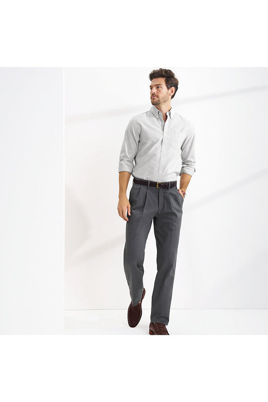 Men's Comfort Waist Pleated No Iron Chino Pants
