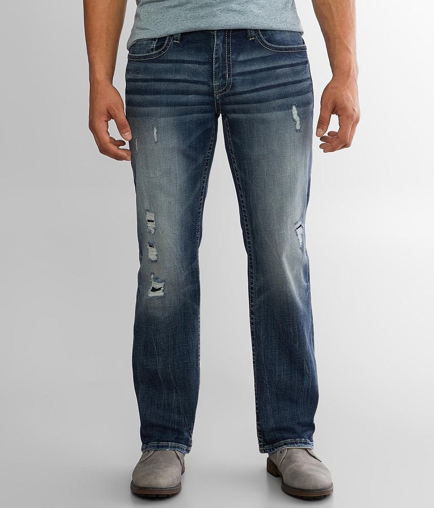Men's Distressed Bootcut Stretch Jean: 30-36" Inseams