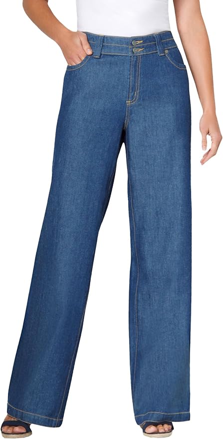 Plus Size Perfect Cotton Wide-Leg Jean