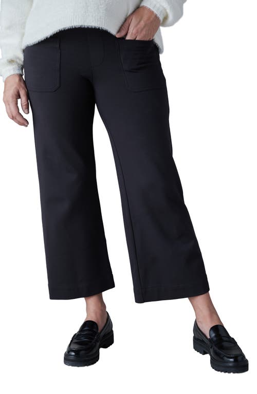 Crop Wide Leg Maternity Pants in Black Onyx