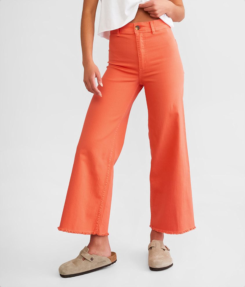 Cropped Wide Leg Pants in Papaya: 29" Inseam