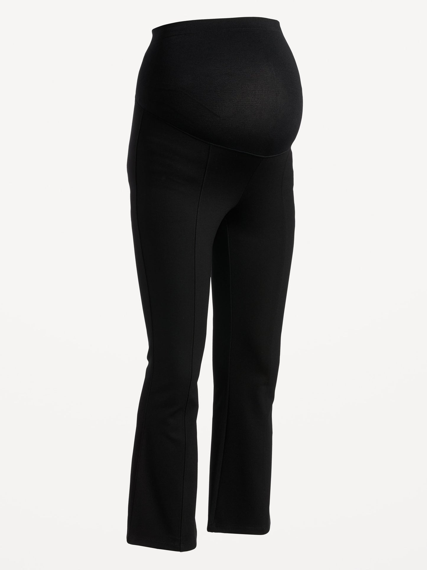 Black Maternity Cropped Flare Pants: 26" Inseam