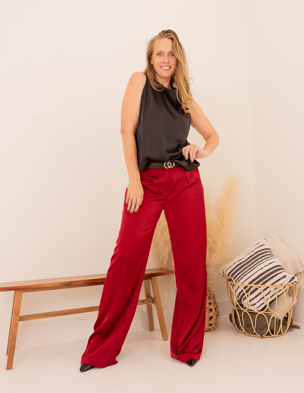 Tall 36" & 38" Inseam Satin Pants in Maroon
