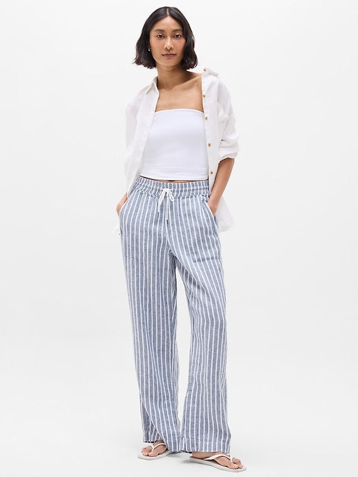 High Rise Wide Leg Linen Pant: 28", 29", 33" Inseam