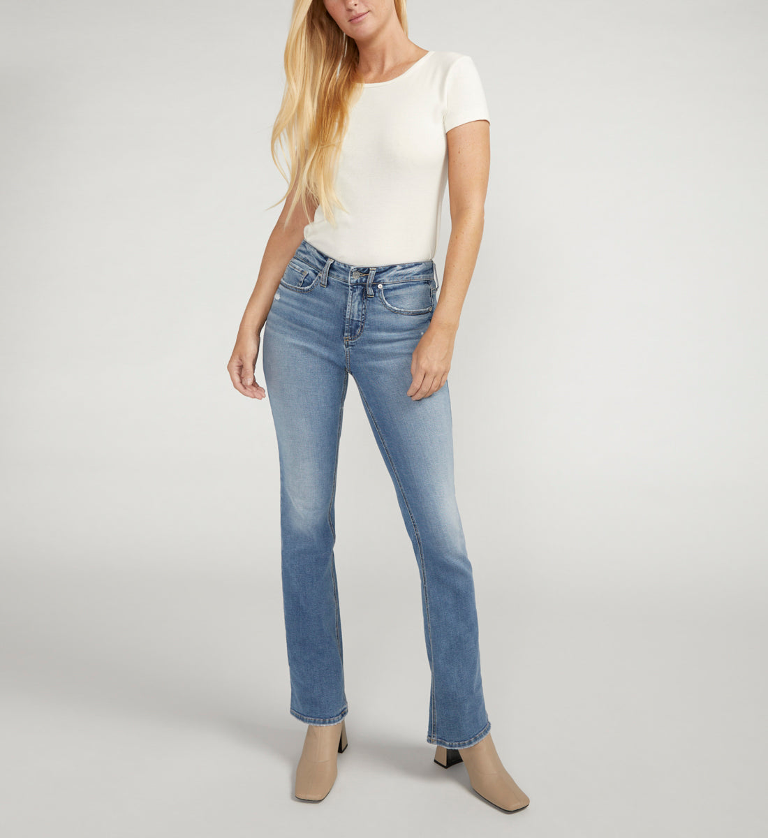 Light Wash Curvy Fit Bootcut Jeans: 31", 33", 35" Inseams