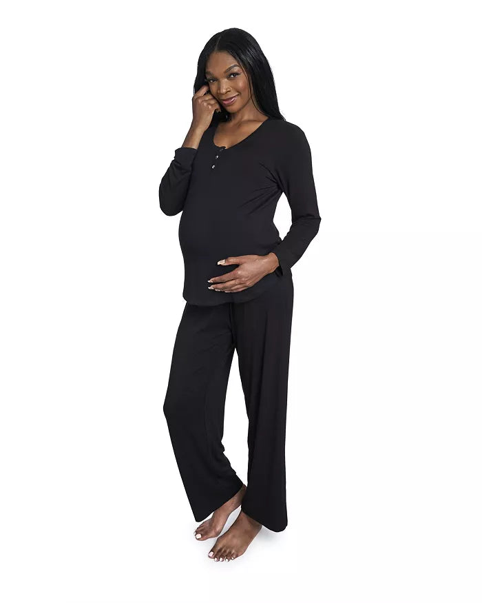 Maternity Top & Pants Nursing Pajama Set: 29" Inseam
