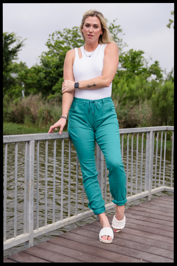 Tall Plus Size 38" Inseam Joggers in Jade