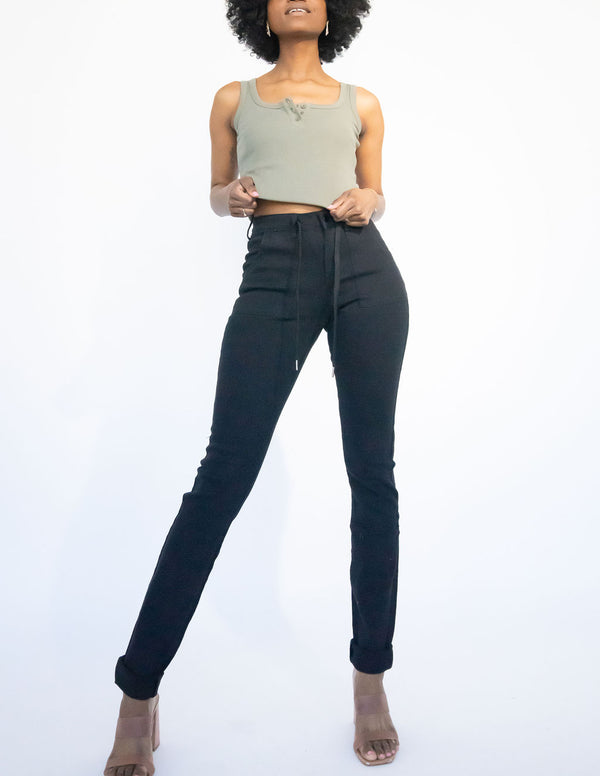 Black Plus Size Tall Denim Joggers in 38" Inseam