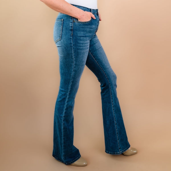 Tall Plus Size Flare Jean in Medium Blue Wash: 34", 36", 38" Inseam