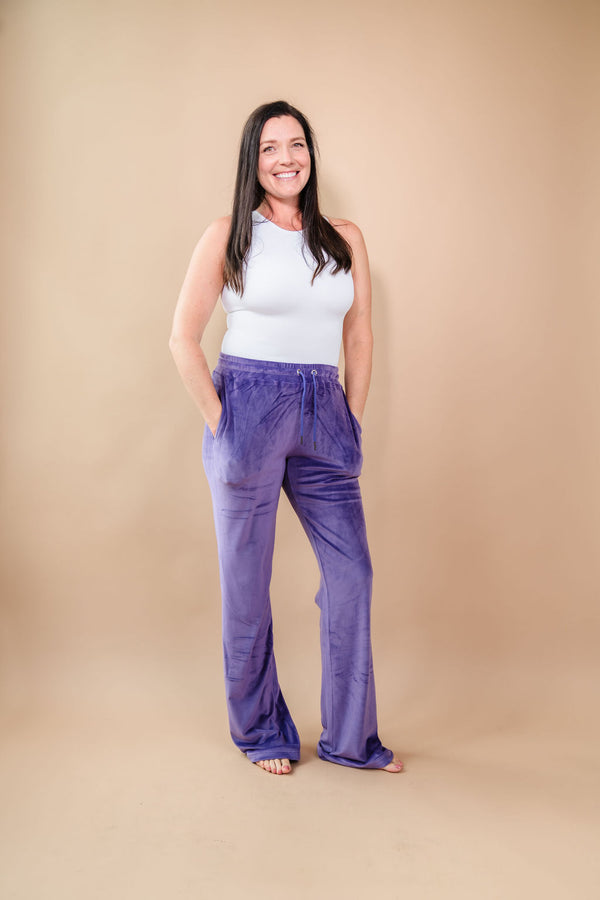 Women's Tall Velour Lounge Pants in Purple 36", 38" Inseams