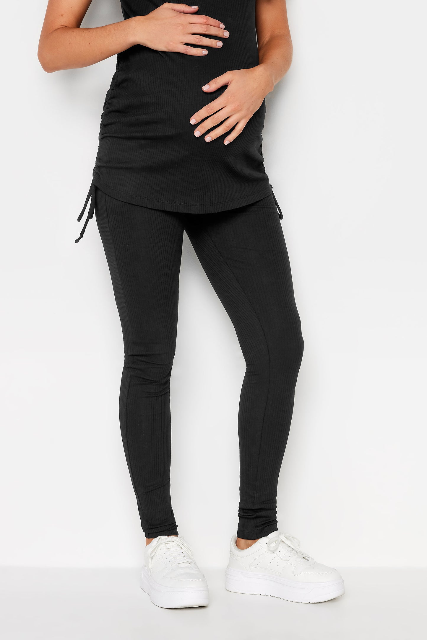 Tall Maternity Black Stretch Leggings: 36" Inseam