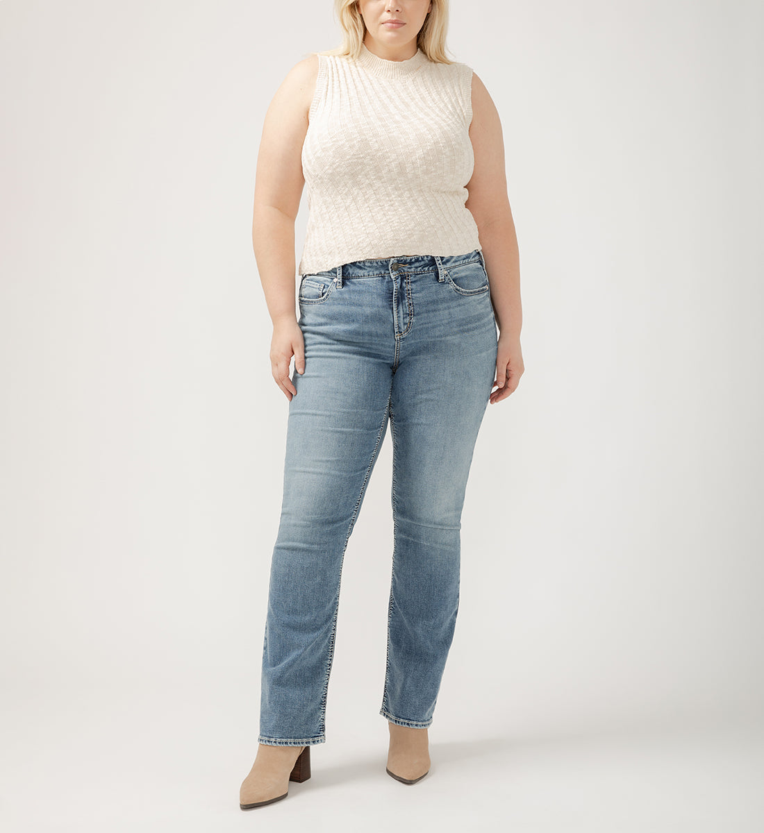 Elyse Mid Rise Slim Bootcut Jeans Plus Size