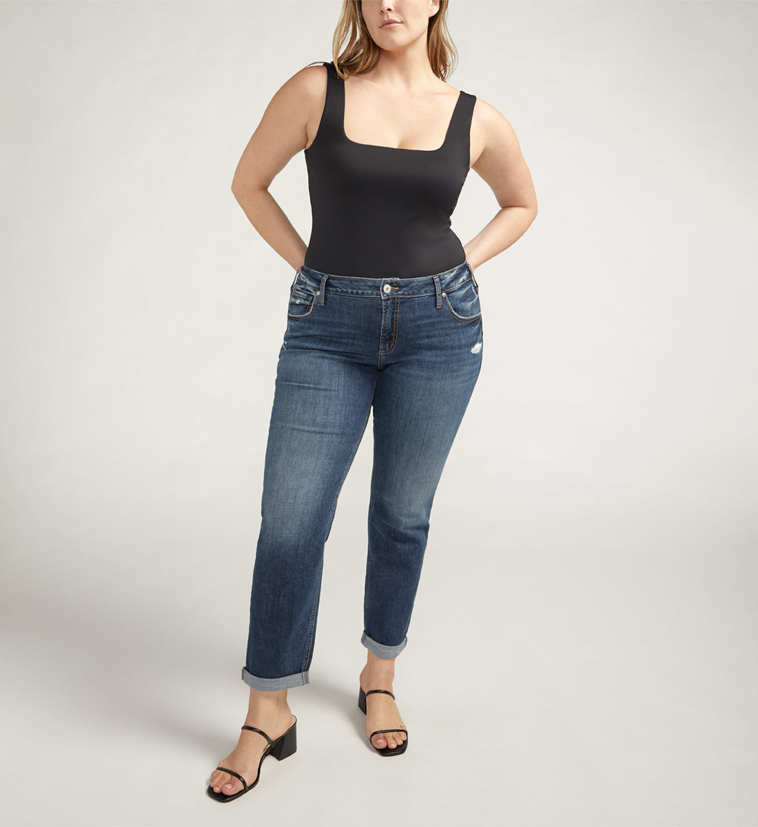 Boyfriend Mid Rise Slim Leg Jeans Plus Size