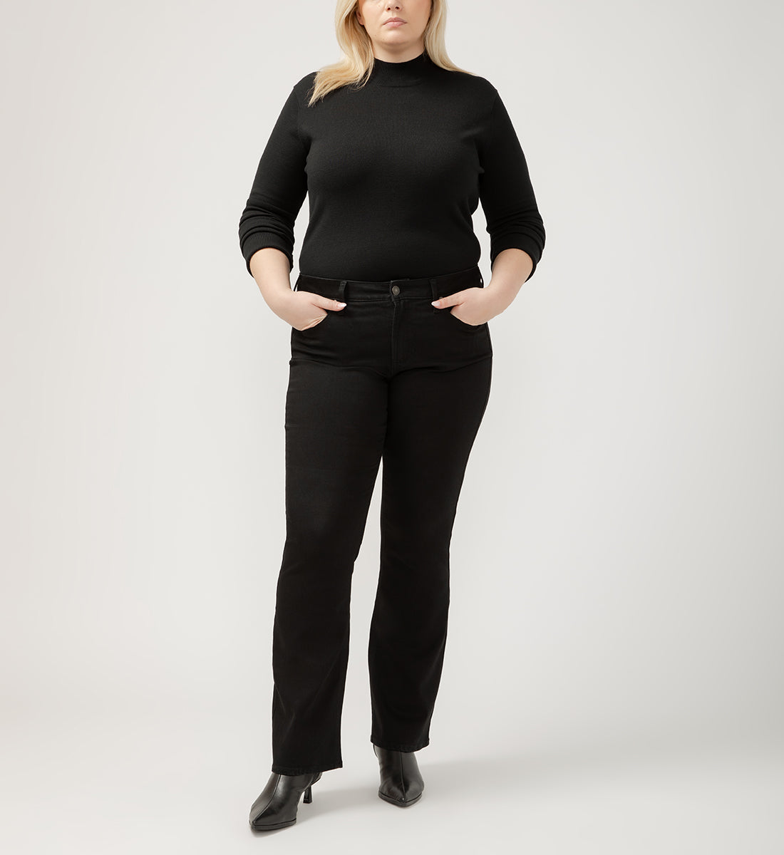 Women's Plus Size Black Bootcut Jeans: 31", 33" Inseam