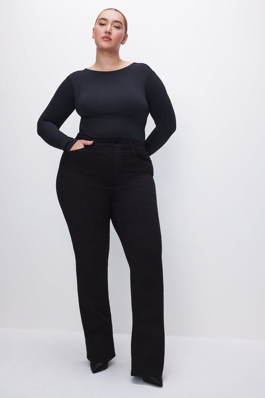 Women's Plus Size Black Bootcut Jeans: 33" Inseam