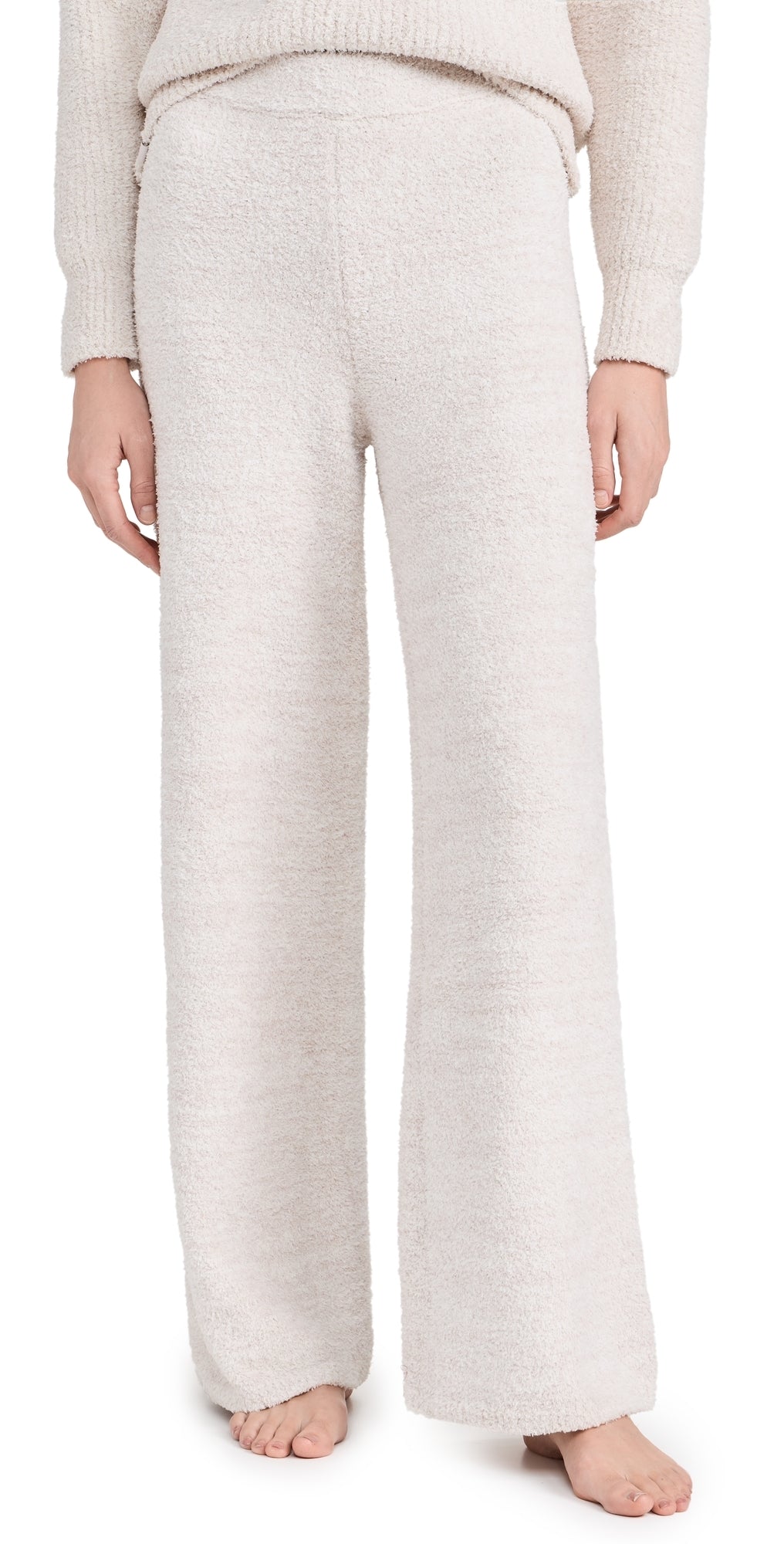 Fuzzy Knit Cozy Pants in Cream: 32.25" Inseam