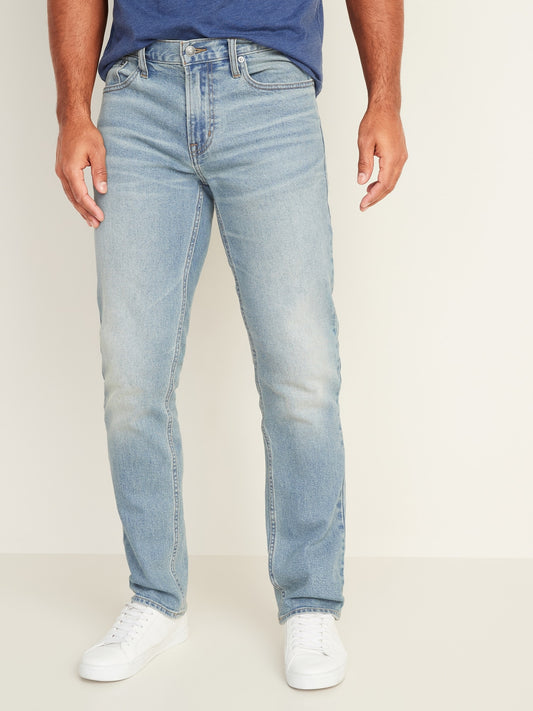 Straight Built-In Flex Light-Wash Jeans For Men