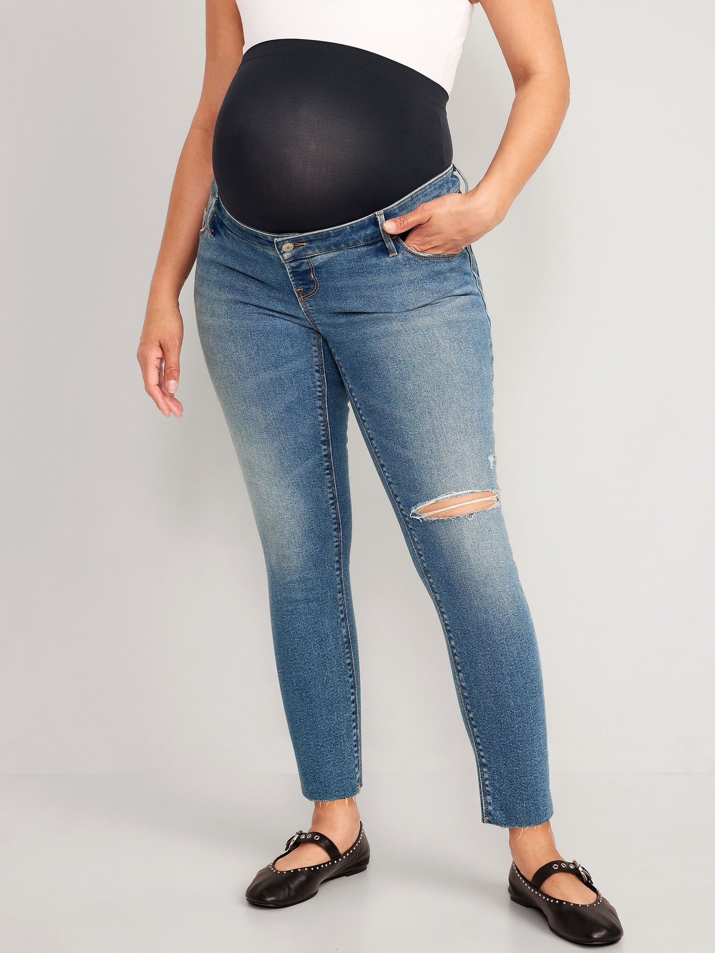 Maternity Premium Full Panel Rockstar Super Skinny Ripped Jeans