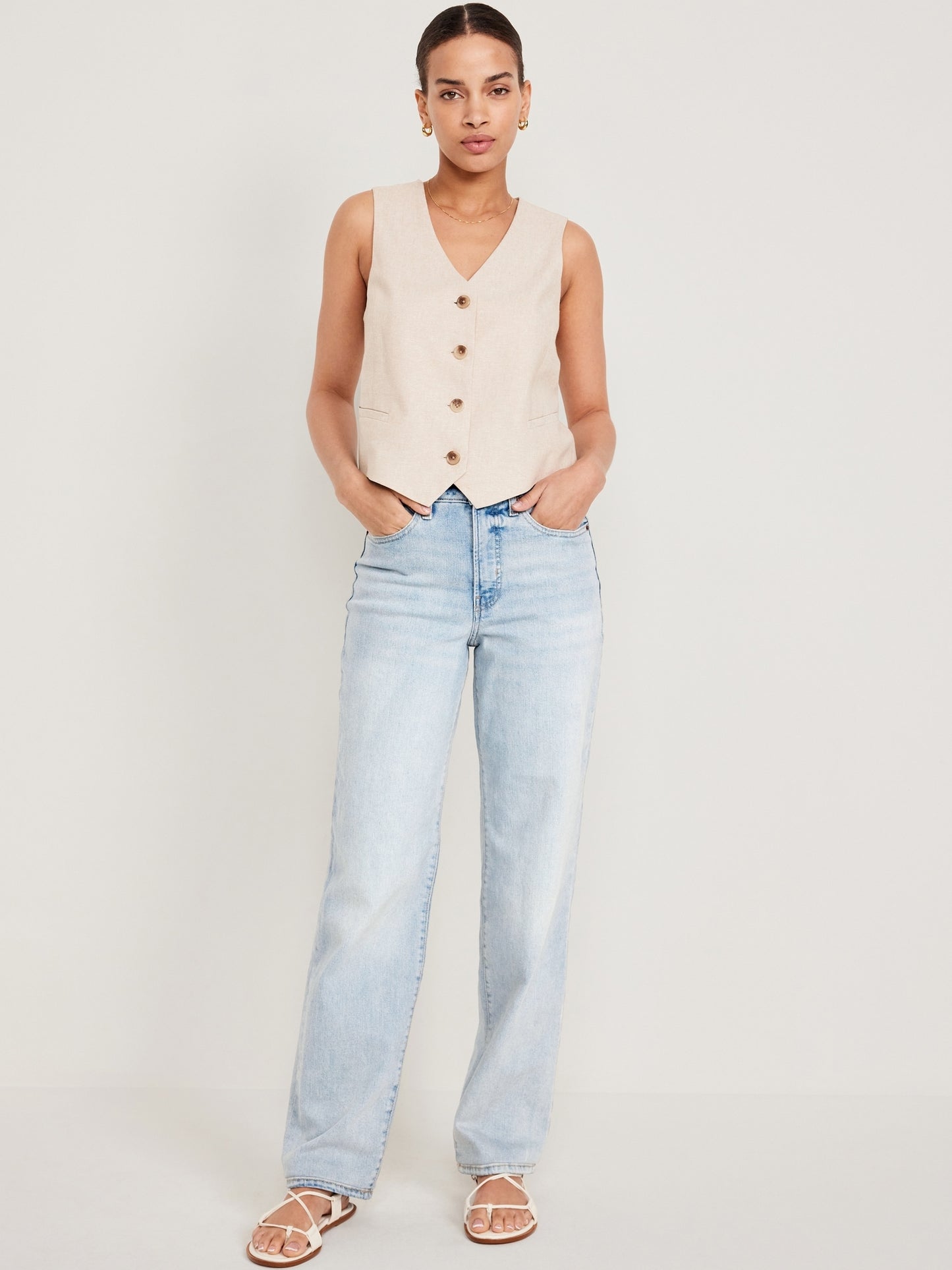 Women's Light Wash High Waisted Loose Fit Jeans: 28.5", 30.5", 33.5" Inseams