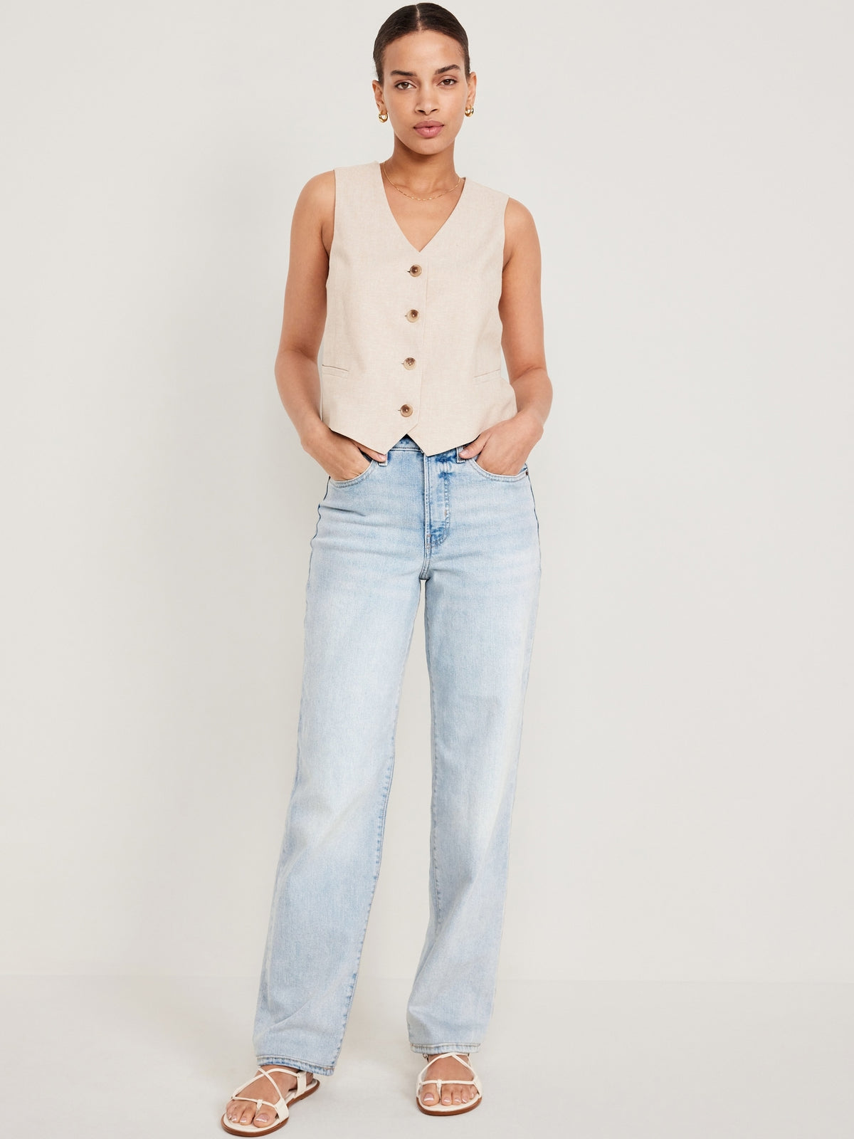 Women's Light Wash High Waisted Loose Fit Jeans: 28.5", 30.5", 33.5" Inseams