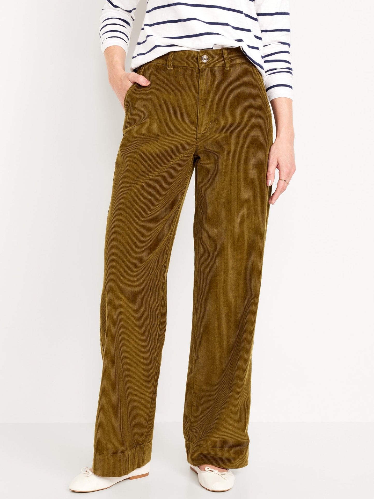 High-Waisted Wide-Leg Corduroy Pants