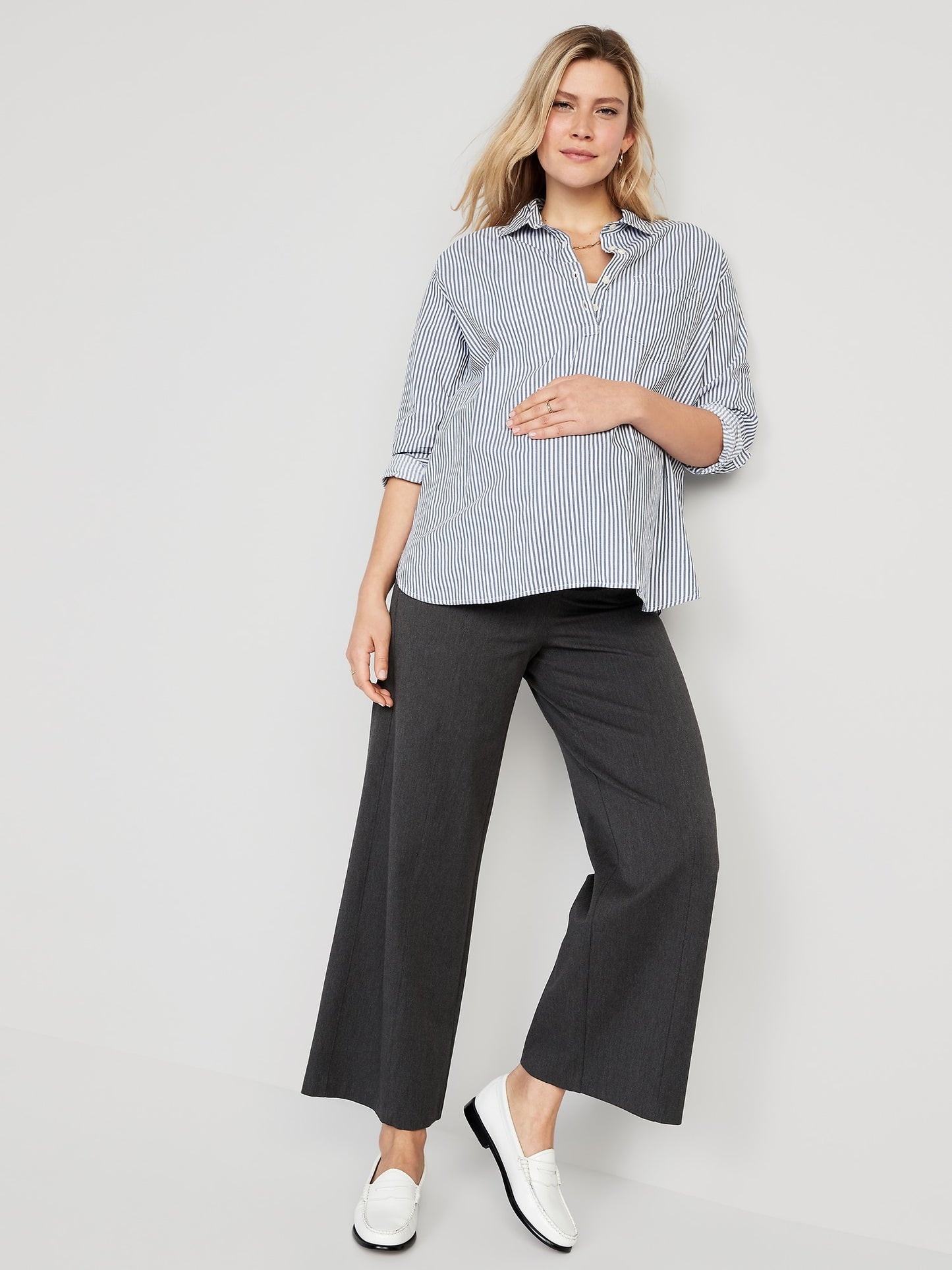 Ankle Length Maternity Wide-Leg Pants: 30" Inseam