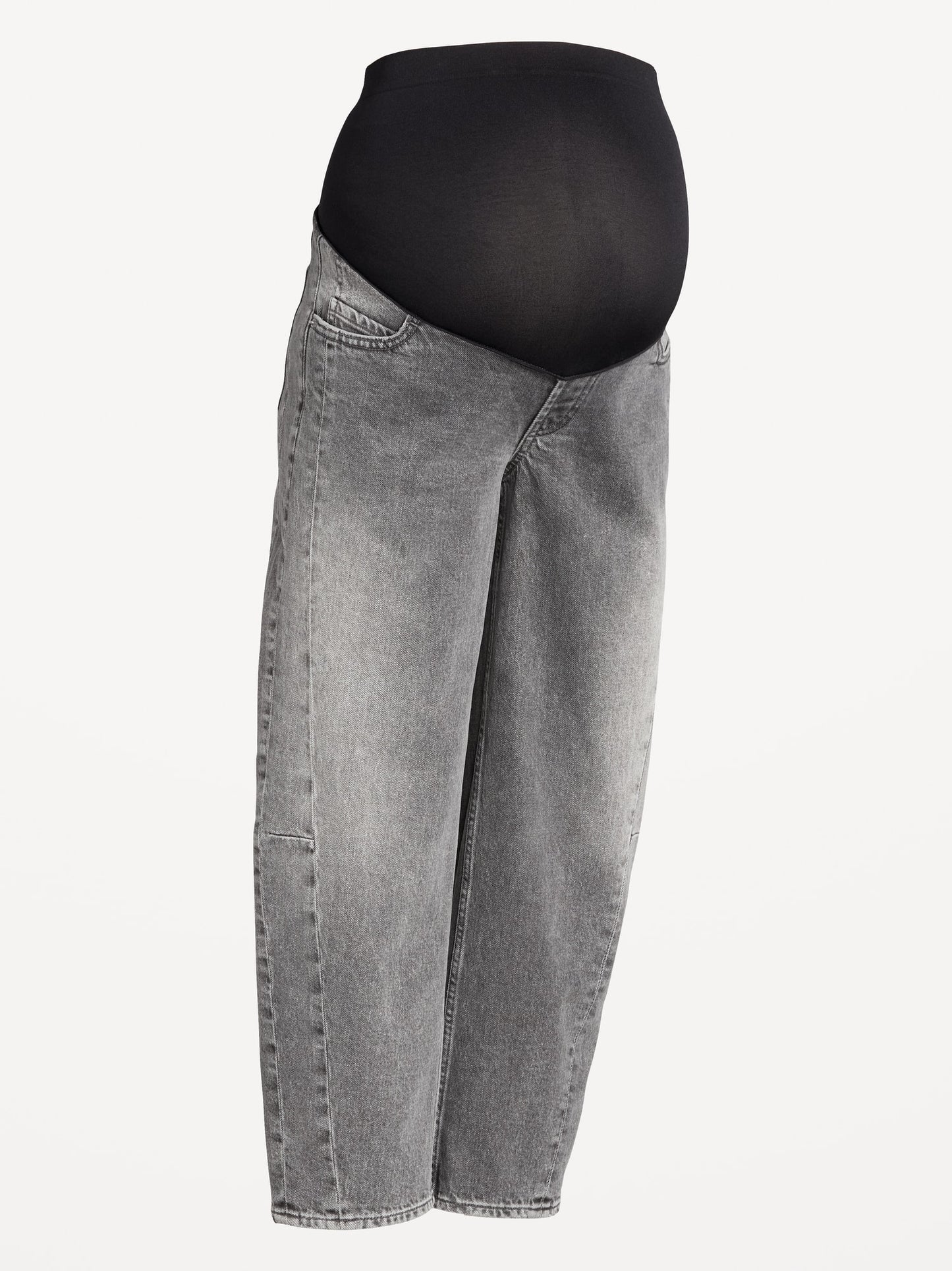 Maternity Ankle-length Barrel Jeans with Full Panel: 26" Inseam