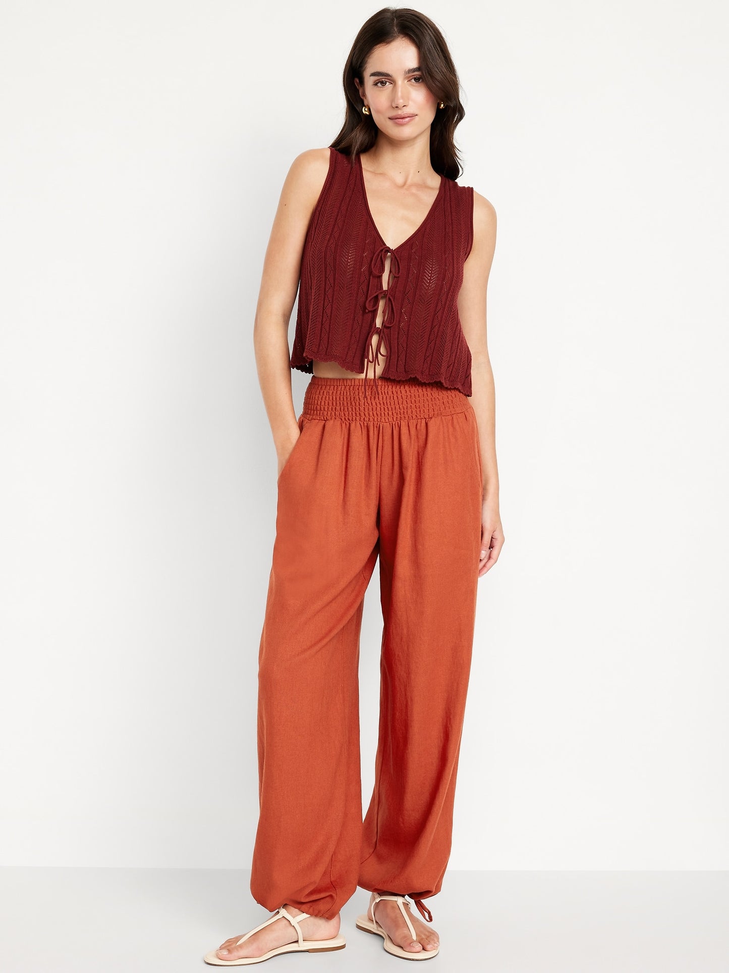 Linen-Blend Harem Pants in 27.5", 29.5", 32.5" Inseams
