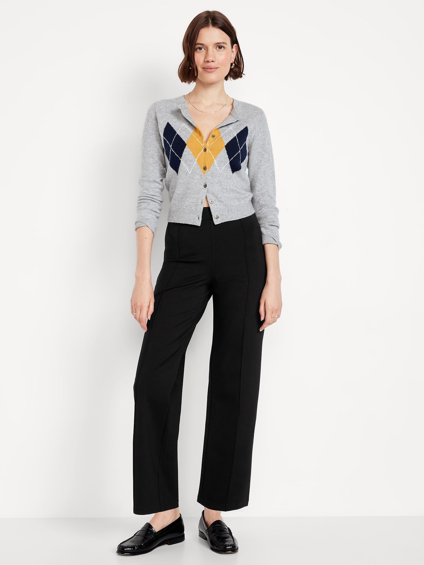 Pull-on Straight Leg Ankle Pants: 26", 28", 31" Inseams