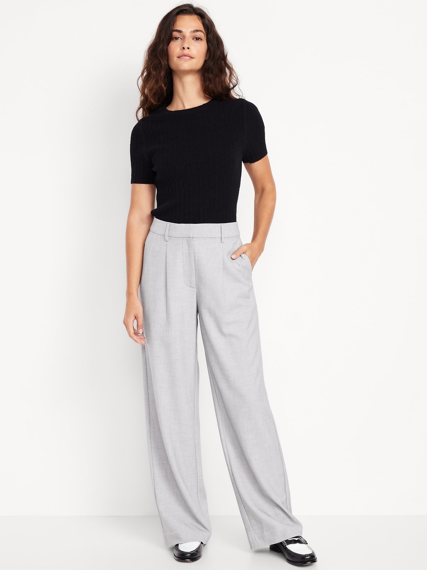 High Rise Wide Leg Trouser Pants: 28", 30", 33" Inseams