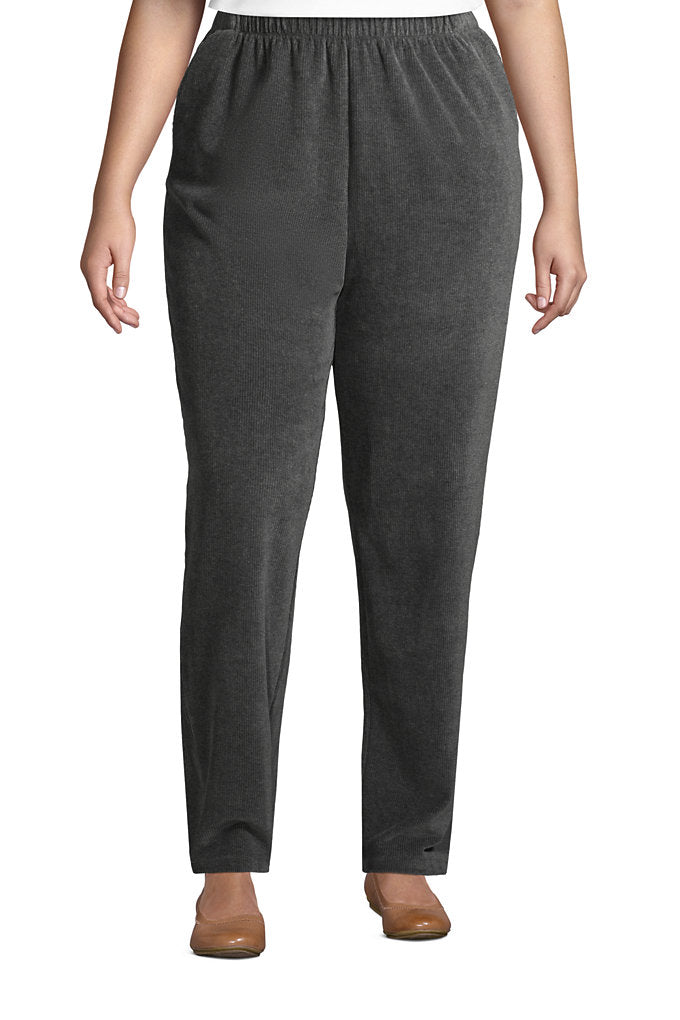 Women's Plus Size Sport Knit High Rise Corduroy Elastic Waist Pants