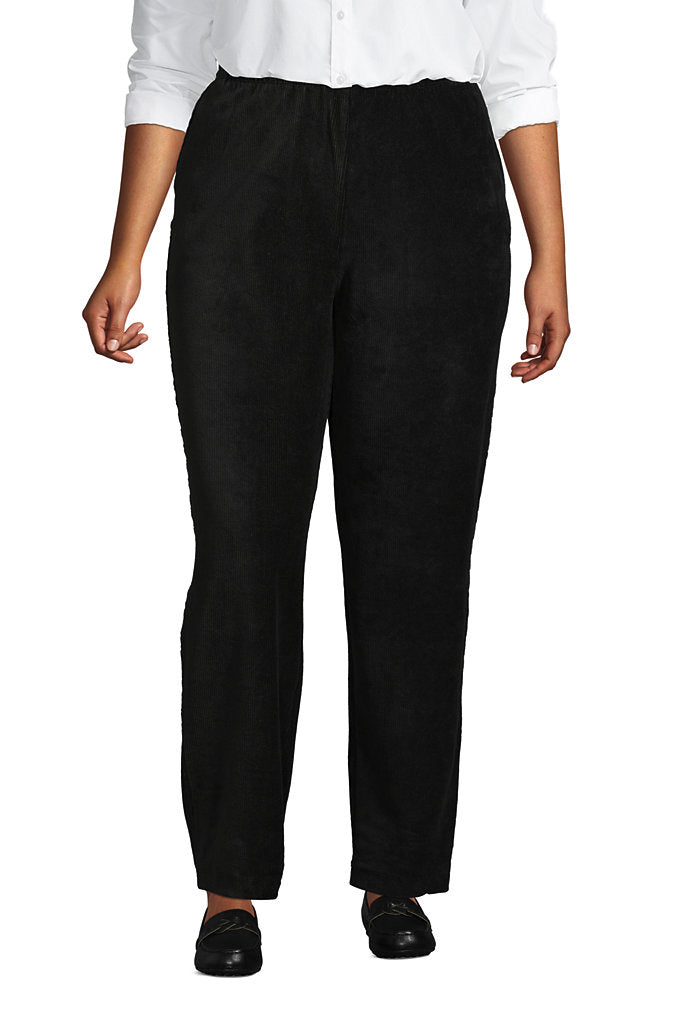 Women's Plus Size Sport Knit High Rise Corduroy Elastic Waist Pants