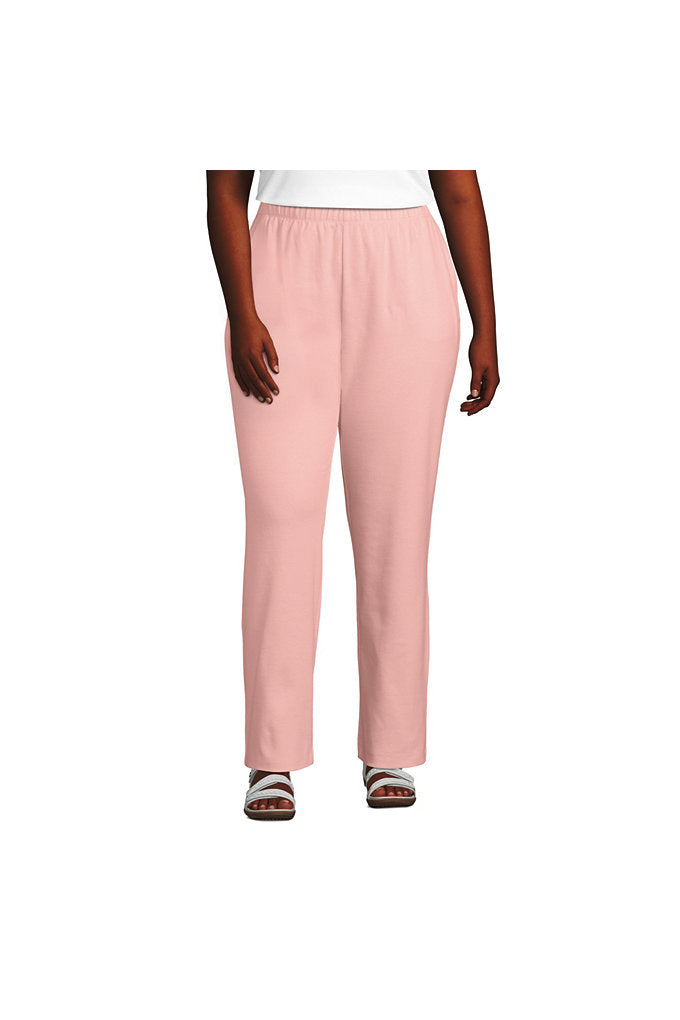 Women's Plus Size Sport Knit High Rise Elastic Waist Pull On Pants