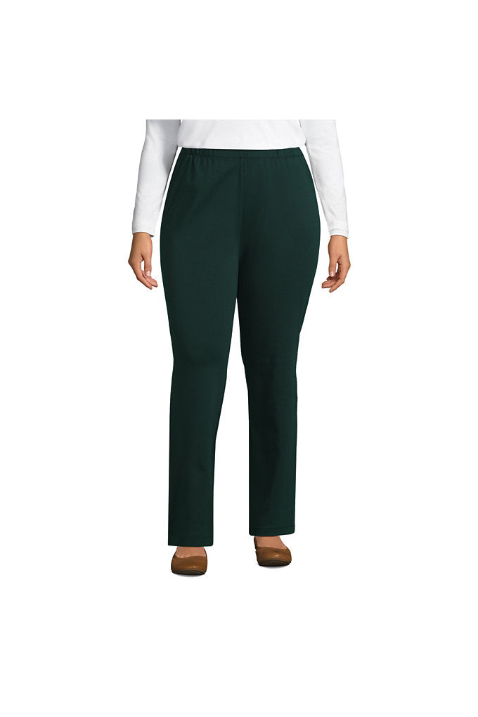 Women's Plus Size Sport Knit High Rise Elastic Waist Pull On Pants