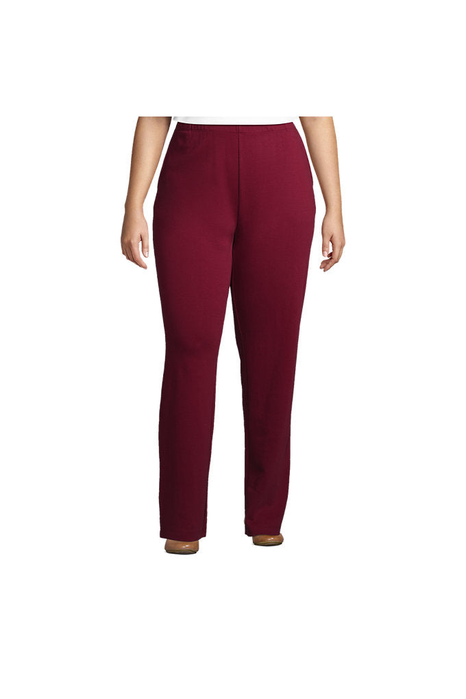 Women's Plus Size Sport Knit High Rise Elastic Waist Pull On Pants