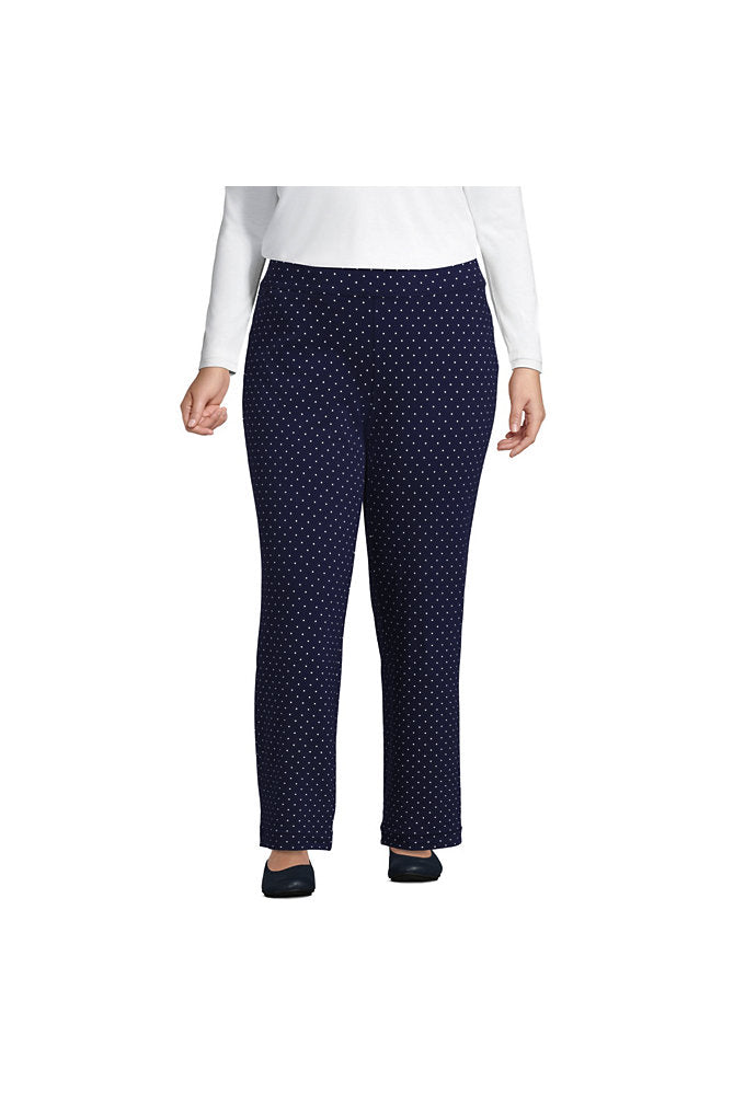 Women's Plus Size Starfish Mid Rise Straight Leg Elastic Waist Pull On Pants