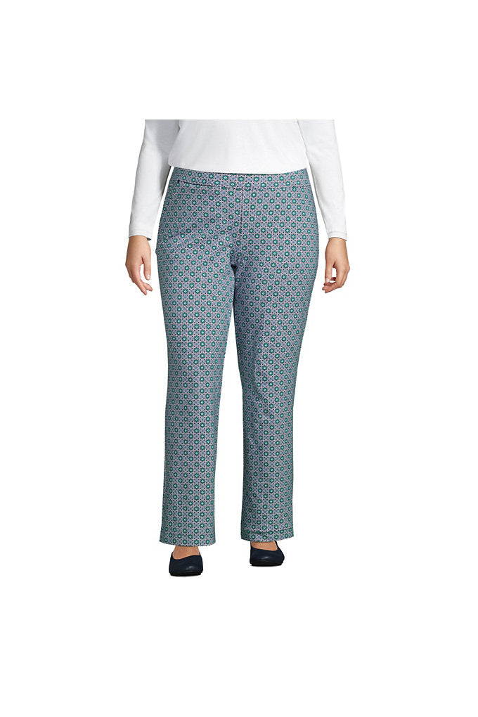 Women's Plus Size Starfish Mid Rise Straight Leg Elastic Waist Pull On Pants