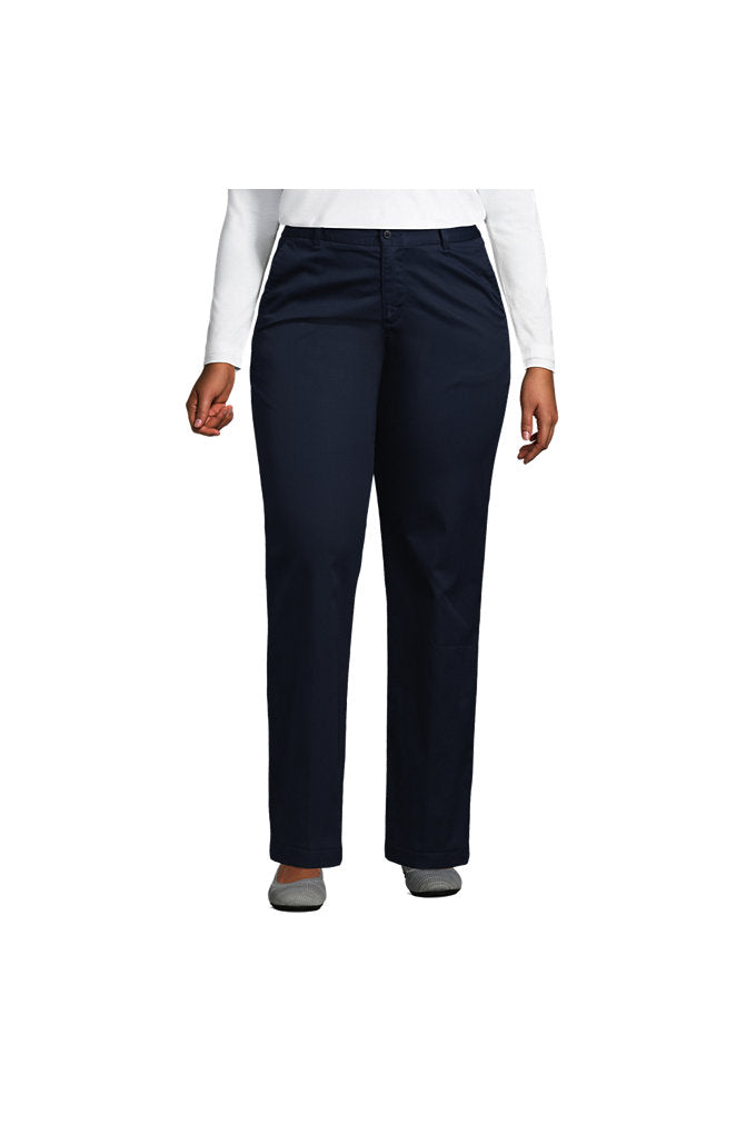 Women's Plus Plain Front Blend Chino Pants