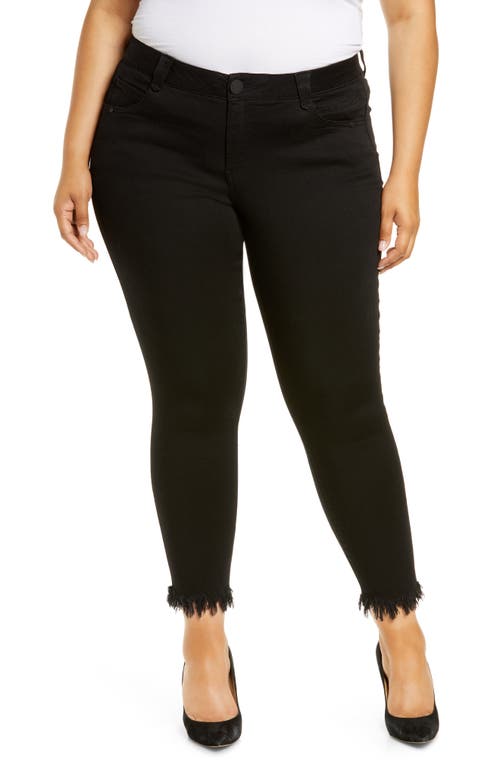 Ab-Solution Frayed Ankle Skinny Jeans in Black