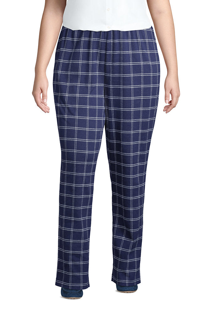 Women's Plus Size Sport Knit High Rise Elastic Waist Pull On Pant - Print