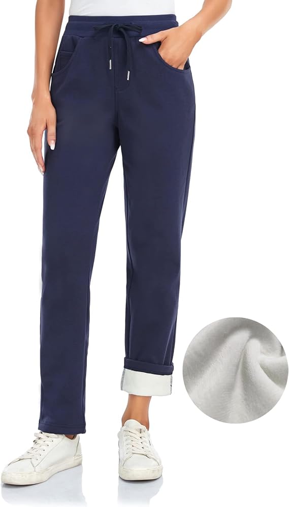 Women's Plus-size Straight Leg Fleece Lined Sweatpants