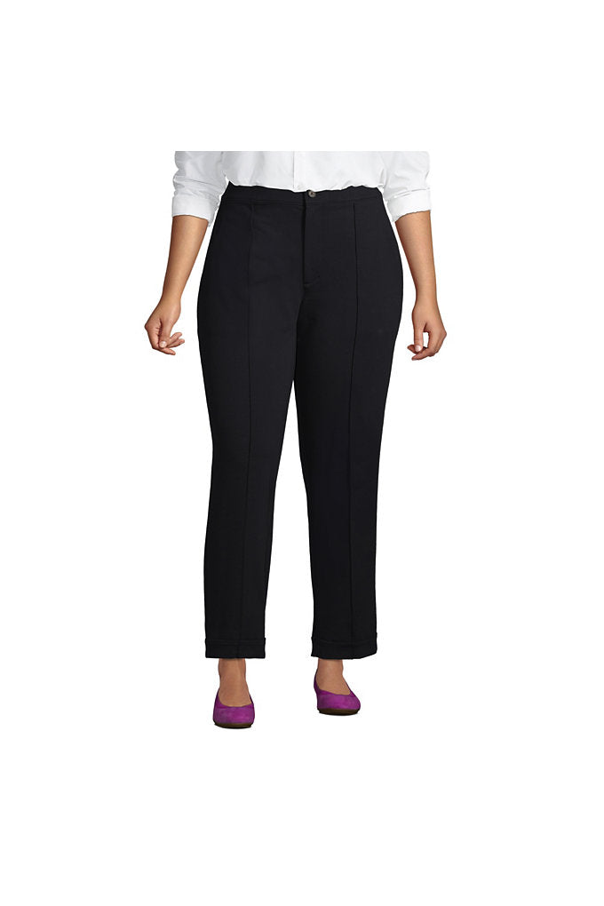 Women's Plus Size Starfish High Rise Pintuck Straight Leg Elastic Waist Pull On Ankle Pants