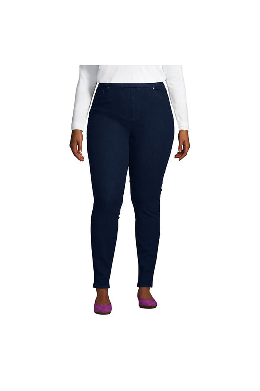 Women's Plus Size High Rise Elastic Waist Pull On Skinny Legging Jeans