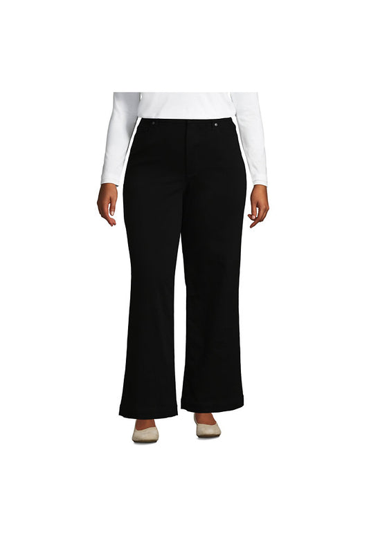 Women's Plus Size High Rise Wide Leg Denim Jeans - Black