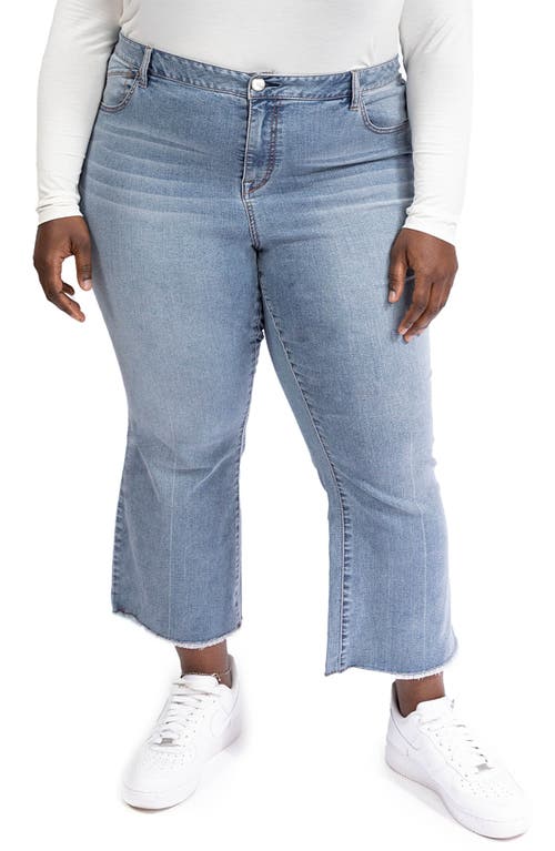 High Waist Frayed Crop Demi Bootcut Jeans in Perry