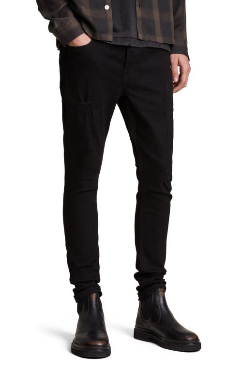 AllSaints Damaged Cigarette Skinny Jeans in Black