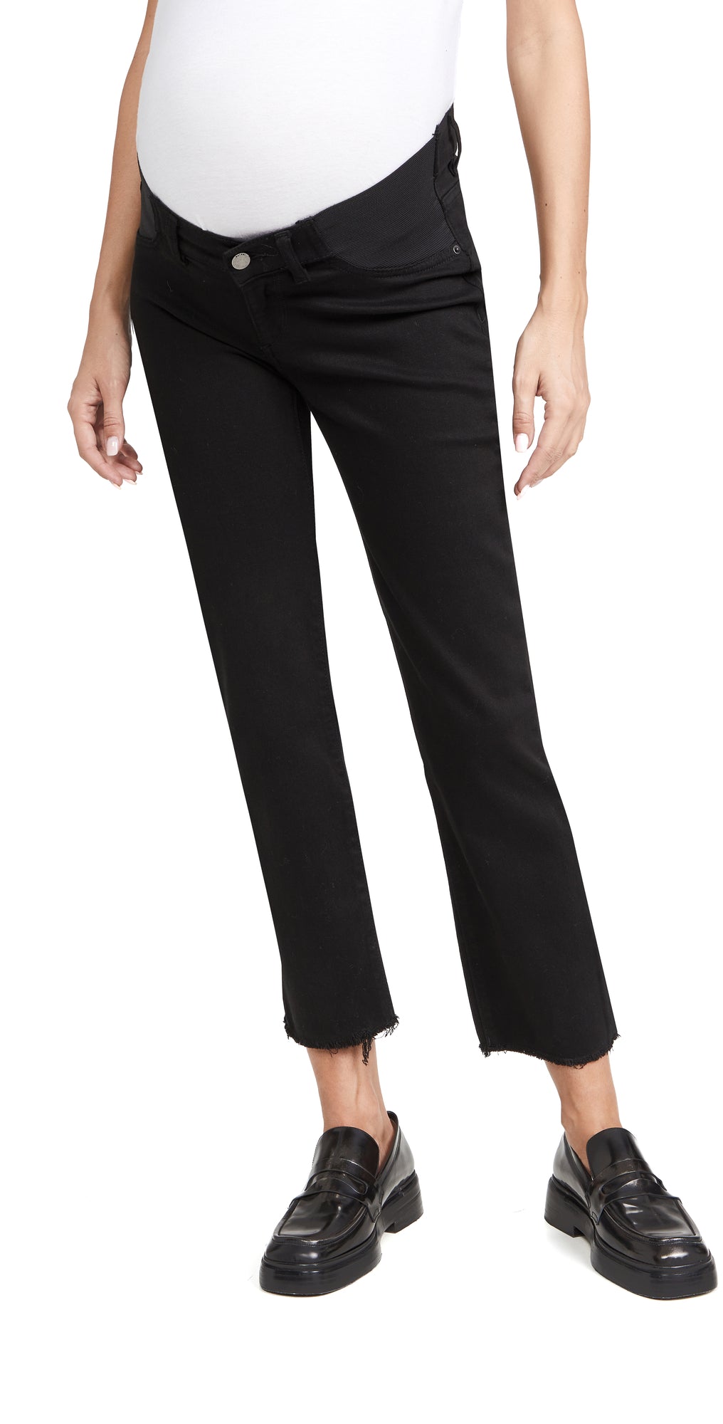 Black Ankle Length Straight Leg Maternity Jeans: 26.75" Inseam