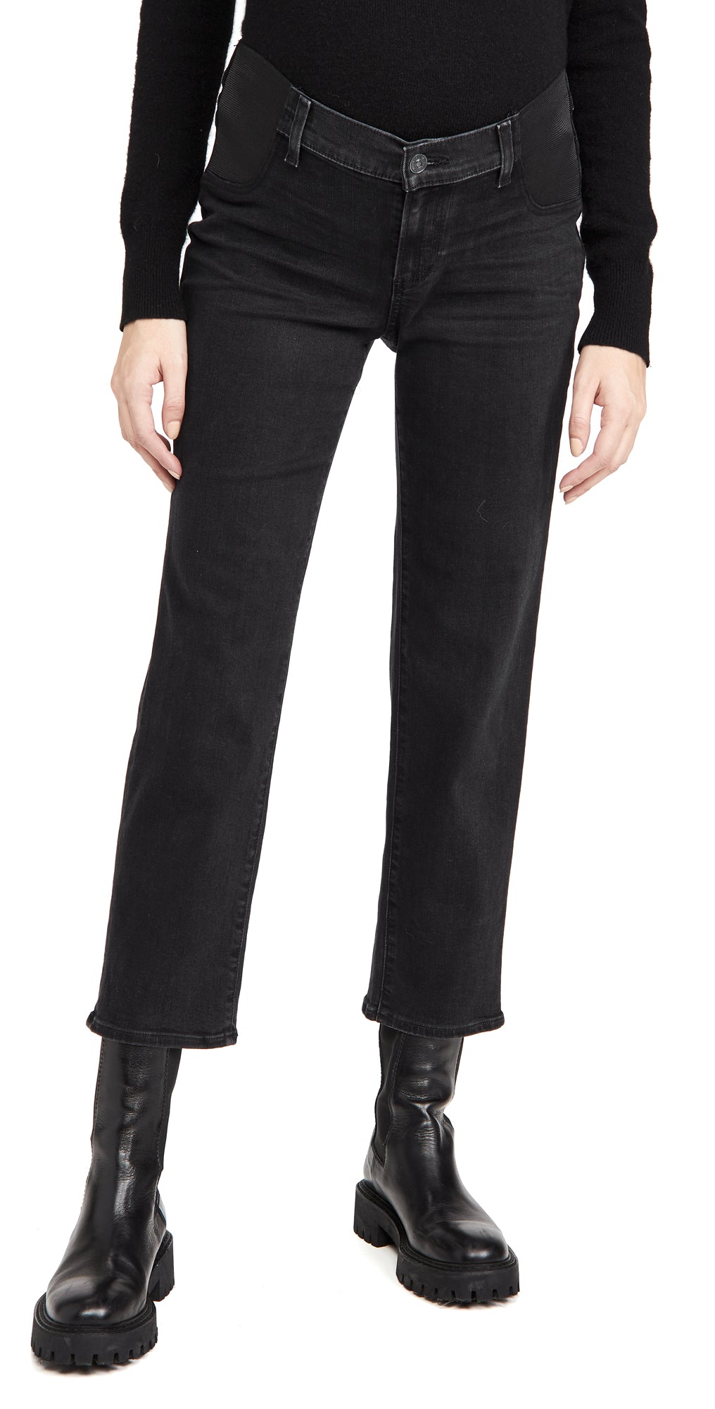 Black Cropped Maternity Jeans: 26.5" Inseam
